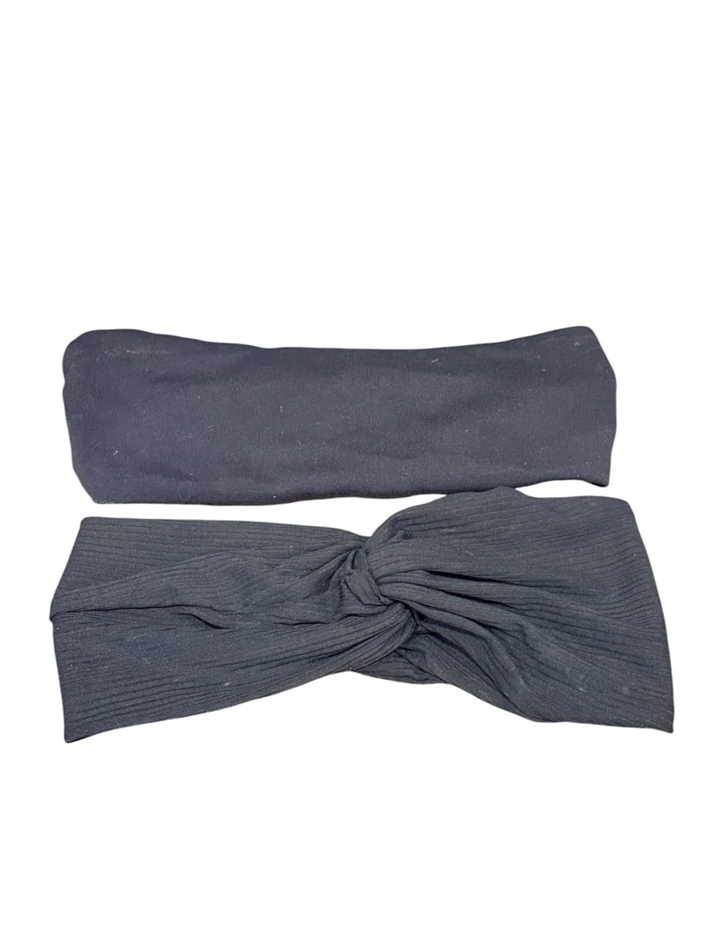 Lululemon Black Ribbed Headband Lot 2 Twist Knot Athletic Hair Accessory